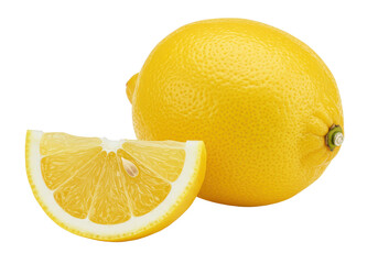 Poster - A whole lemon and a lemon slice, isolated on white background