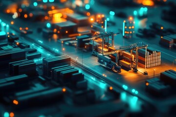 Poster - Supply chain management tools with logistics and inventory icons for operational optimization