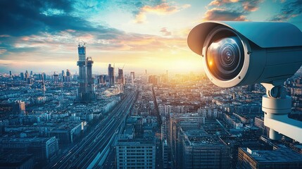 Poster - Surveillance operator monitoring advanced CCTV systems to detect aerial threats, ensuring national security with high-tech solutions