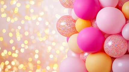 Poster - Colorful Balloon Arrangement with Sparkling Background for Celebrations and Festive Occasions