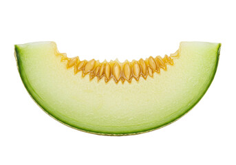 Poster - A honeydew melon slice, isolated on white background, no depth of field, sharp.