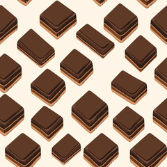 Wall Mural - Brownie flat illustration, Brownie repetitive pattern