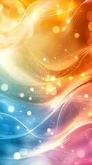 Poster - Vibrant Abstract Background with Flowing Waves and Soft Light Effects in Warm and Cool Tones
