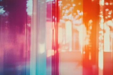 Fototapete - Vibrant gradient light leaks on a blurred background, offering a dynamic visual overlay for creative projects