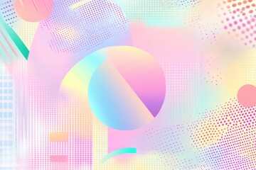 Poster - Vibrant holographic patterns in pastel colors with a retro vibe, ideal for futuristic or nostalgic branding