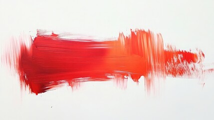 Poster - Vibrant red brush stroke on a clean white background, ideal for artistic and creative projects