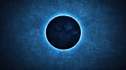Wall Mural - Celestial Eclipse Glowing Blue Halo on Dark Cosmic Orb