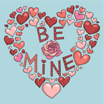 a stylish and beautiful hearts frame valentines day card design. the hearts are arranged to form the