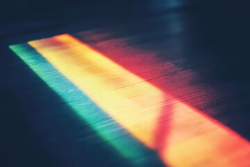 Poster - Warm pastel rainbow light leaks on a dark background, ideal for vintage-inspired filters or creative compositions