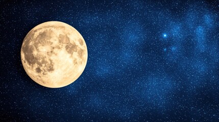 Wall Mural - Full Moon and Starry Night Sky - Celestial Landscape