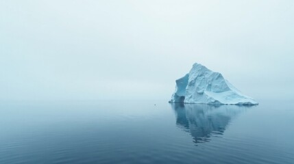 Aufkleber - Serene Iceberg in a Misty Ocean, a Stunning Glacial Formation Reflecting on Calm Waters