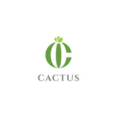 Poster - cactus letter C initial C round circle logo design