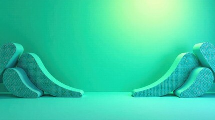Poster - Abstract Teal Wave Forms on a Gradient Background