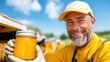 © Design Depot - Beekeeper proudly harvesting honey from thriving hives in sunny fields