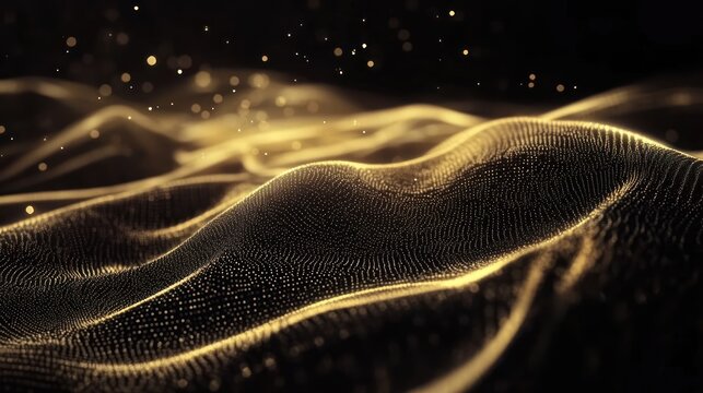 Golden Abstract Wave: Digital Art