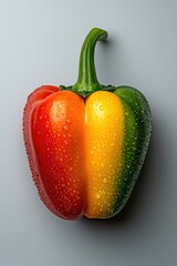 Wall Mural - A vibrant bell pepper with droplets, isolated on white background