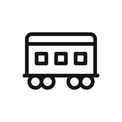 Poster - Passenger railroad car line icon, passenger train car vector symbol with editable stroke