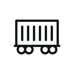 Poster - Railway cargo container line icon, train freight wagon vector symbol with editable stroke