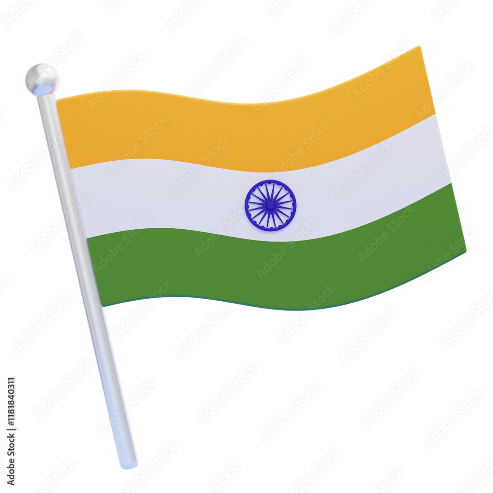 PNG 3D indian flag illustration isolated on a white background Stock ...