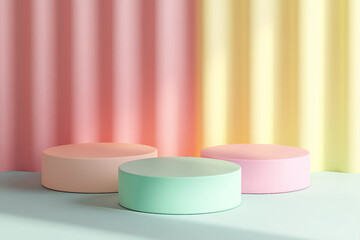 Poster - Pastel colored product stage Generative AI image