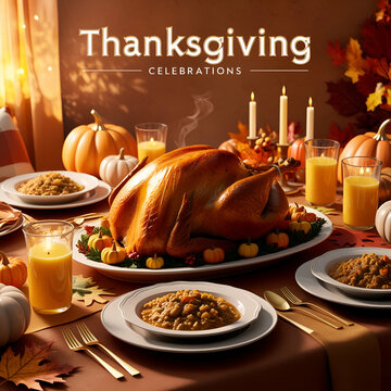 Aturkey is on a platter with a turkey on the wall behind it thanksgiving ai genrative