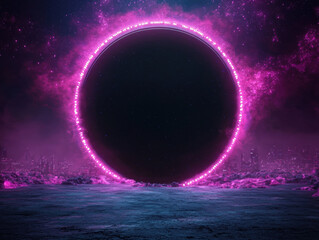 Wall Mural - vibrant portal in cosmic landscape with glowing edges