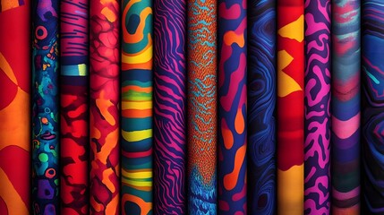 Poster - Chromatic acid inspired abstract patterns with vivid electric warmth bold fluid contrasts and dynamic chaotic energy  A captivating digital visualization of intense colors textures and digital art