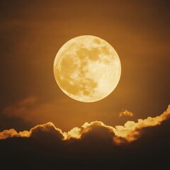 full moon cloudscape in a dark yellow sky background