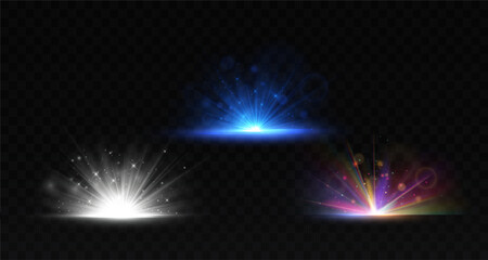 Wall Mural - lens explosion, spark, spark. glowing bright light explosion effect. crystal the effect of a bright 