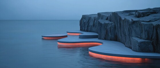 Wall Mural - a rock formation with a lighted pathway on it