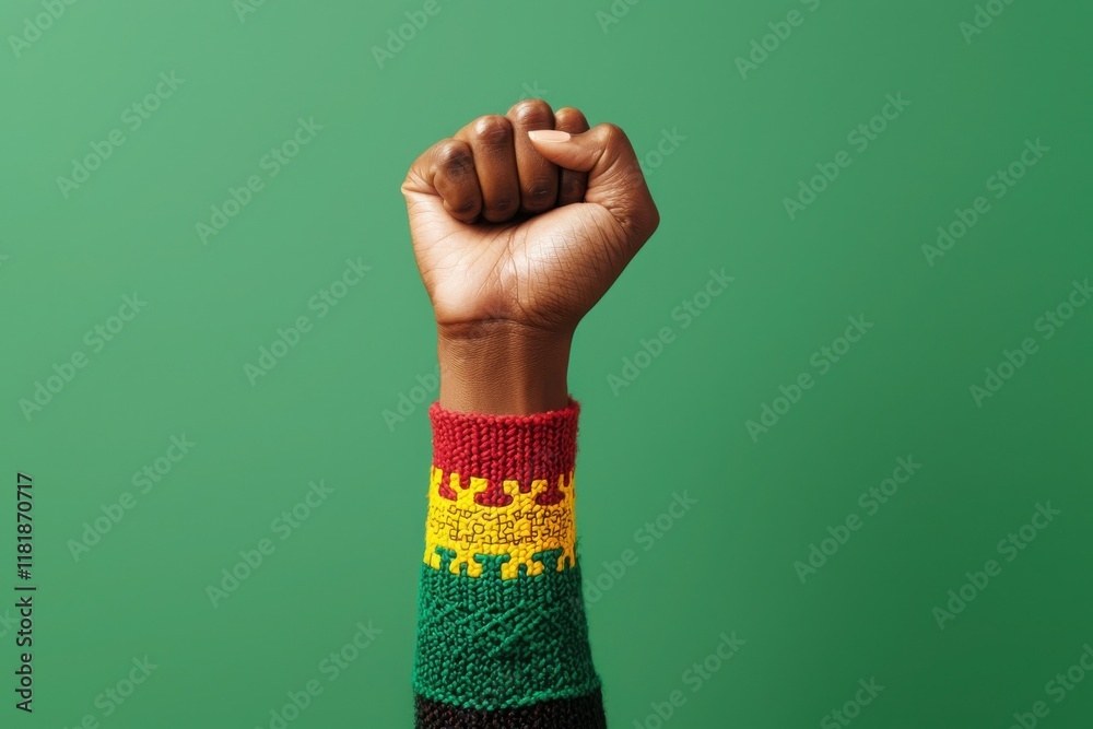 Black History Month Concept, Raised Fist Symbolizing Unity and ...
