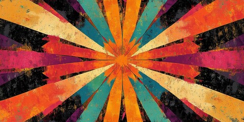 Poster - Vibrant burst of colors radiates outward from a central point, creating a dynamic, abstract design