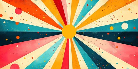 Poster - Bright and vibrant abstract design featuring colorful rays extending from a central point in a playful composition