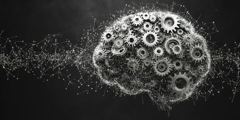 Poster - Creative representation of a brain made of gears illustrating the concept of innovation and technology