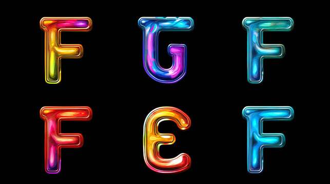 Set of alphabet symbols and icons of letter F - for emblems. Rasterized version also available in gallery