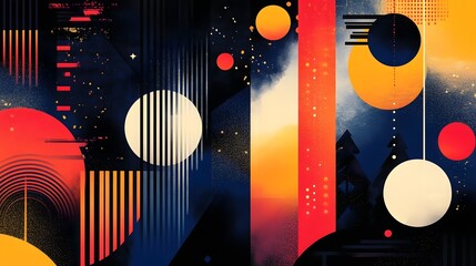 Poster - Vibrant and Festive Abstract Design Featuring Bold Gradients Minimal Patterns and Subtle Ornamentation  A Captivating Composition of Shapes Colors and Textures