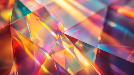 Poster - Shimmering prismatic angles creating radiant rainbows blending gradient hues with visual contrast and clarity