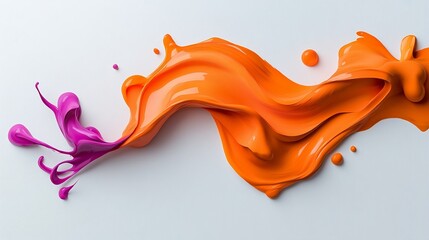 Poster - Captivating Kinetic Orange Fluid Forms in Dynamic Suspension on Pristine White Backdrop Expressive Abstract Artwork with Clarity and Mid Century Art Influence Clean Studio Setting