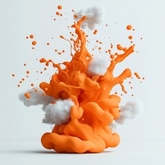 Poster - Striking fluid suspension with viscous liquid forms frozen in time creating abstract patterns and organic shapes on a clean minimalist white backdrop