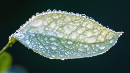 Wall Mural - Dewdrops on a Leaf: A Macro Photography Masterpiece