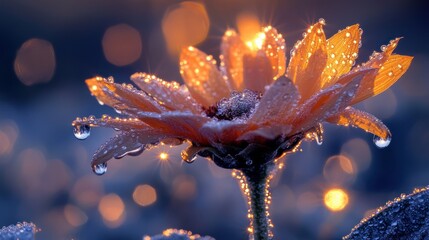 Wall Mural - Dew-Kissed Flower at Dawn: A Symphony of Light and Water