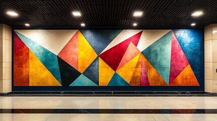 Wall Mural - Abstract Geometric Wall Art in Modern Building Interior