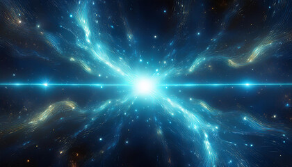 space fantasy sparkling blue galaxy with stars and electricity