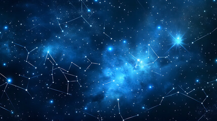 Wall Mural - blue starry night sky background for astrology and horoscopes