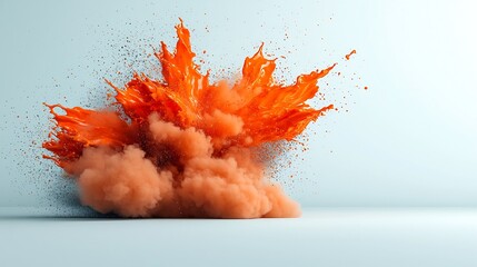 Poster - Dramatic and Powerful Fluid Eruption Captured on a Blank White Surface Highlighting Bold Color Contrast and Captivating Movement to Create an Arresting Abstract Visual Expression