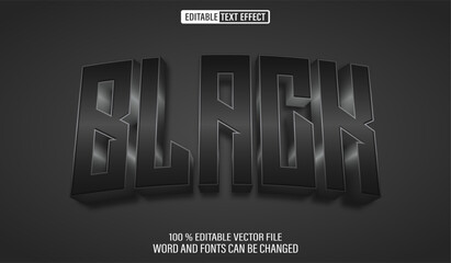 Poster - Editable 3d text style effect - Black Silver Gradien  text effect Template