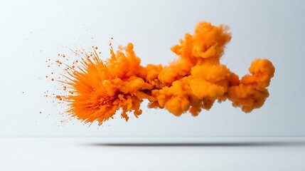 Poster - Mesmerizing orange liquid captured on a blank white surface highlighting vivid color and captivating motion cinematic high speed photography moody and dramatic modern minimalist backdrop