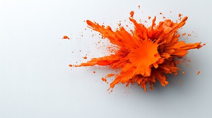 Poster - Energetic orange liquid immortalized on a pristine white canvas showcasing bold color contrast and energetic motion for a captivating visual