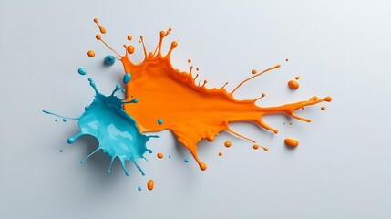 Poster - Mesmerizing Orange Liquid Explosion Capturing Dynamic Movement and Bold Contrast on a Pristine Canvas  This image showcases the power of contemporary abstract expressionism