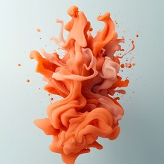 Poster - Vivid orange viscous shapes gracefully suspended in an ethereal void showcasing a captivating abstract visual with precise digital brushstrokes and a finish